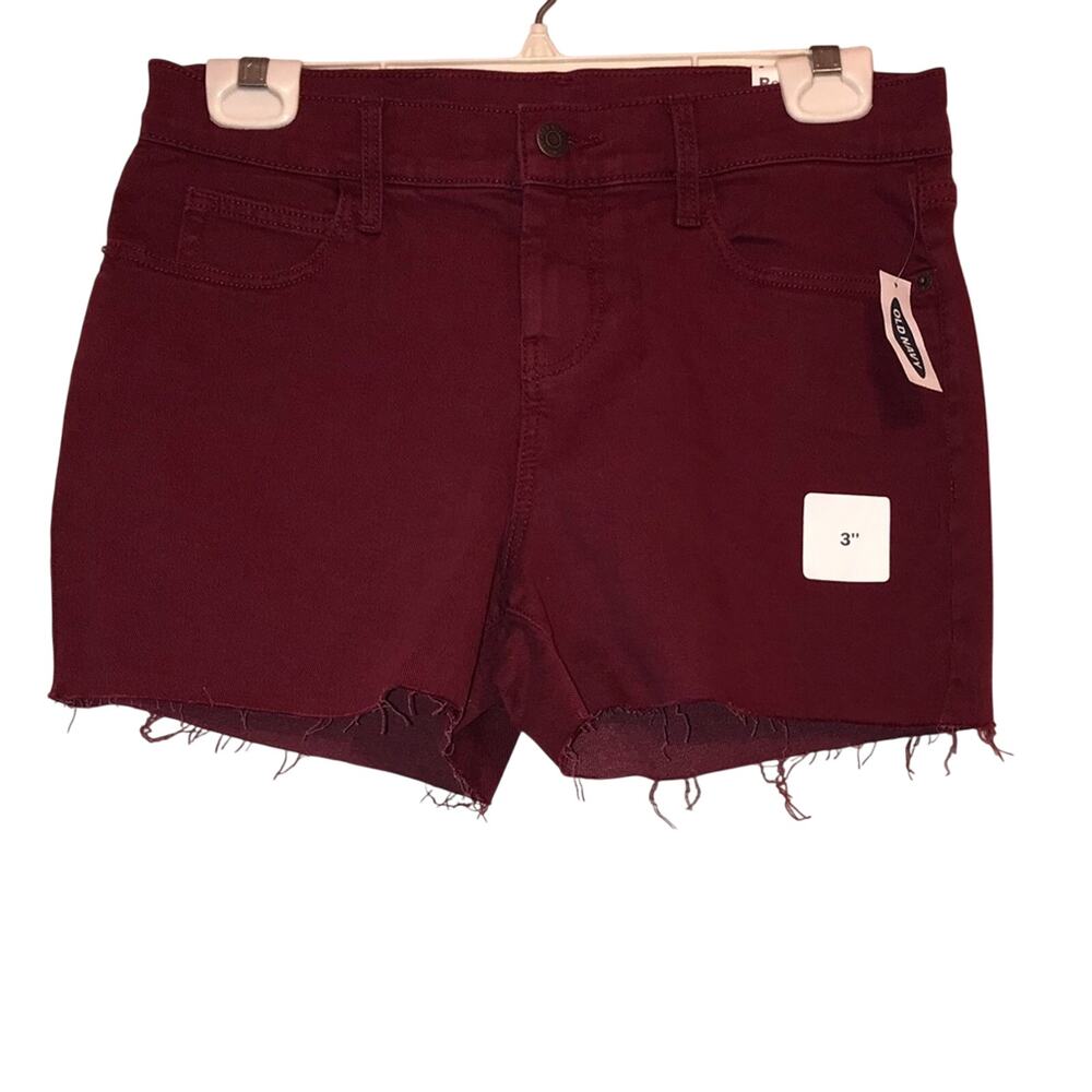 NWT Old Navy Boyfriend Shorts Size 2 Burgundy Raw Hem 3" Inseam Shorts
